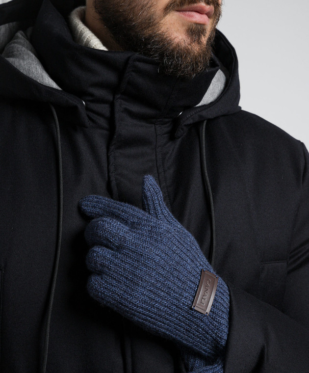 Canali Blue gloves with logo patch MK00461G0030 image 2