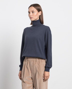 Brunello Cucinelli Синий гольф из кашемира с цепочкой мониль M12150103P