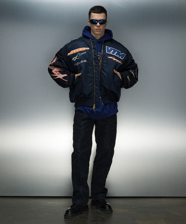 Vetements - Синий бомбер Alpha Industries Edition с фактурными