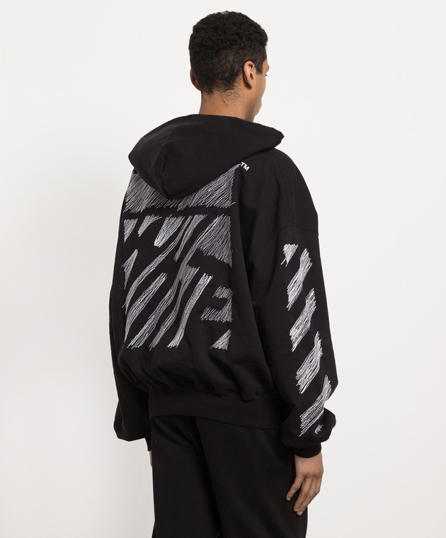 Off-White - Black hoodie with scribble diag logo embroidery ...