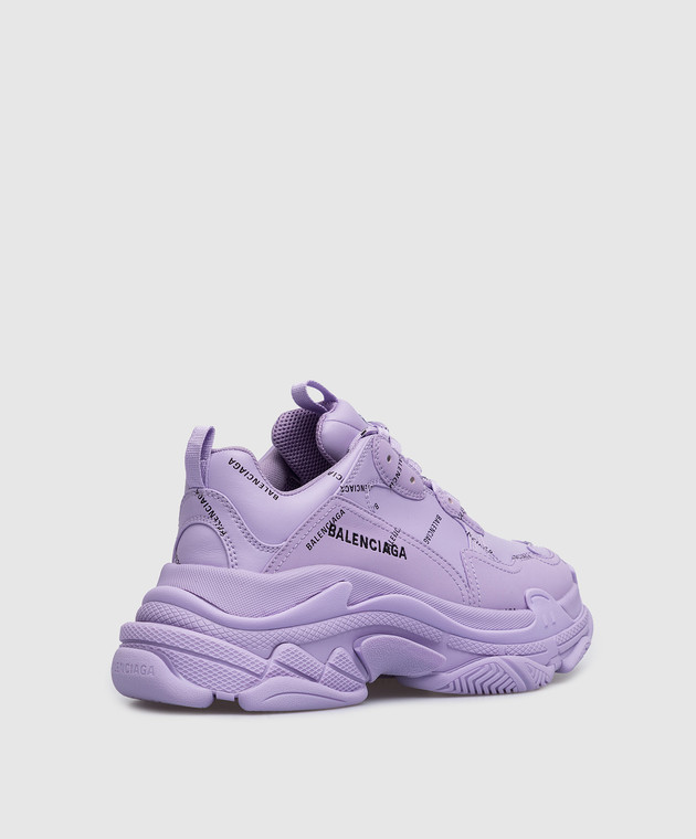 Balenciaga Сиреневые кроссовки Triple S в принт логотипа 524039W2FA1 изображение 3