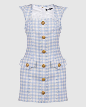 Balmain Твідова сукня міні в клітинку CF1R5019CE70