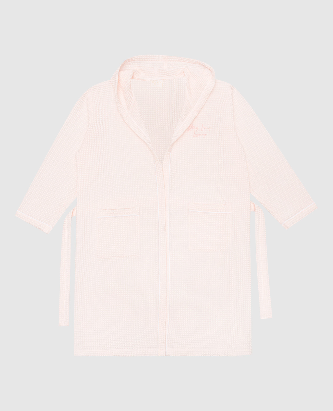 Baby pink robe with logo embroidery