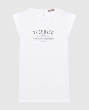 Peserico Белая футболка с принтом логотипа и цепочкой мониль E08740J0Q200070