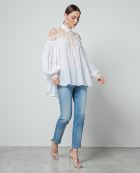 Ermanno Scervino Голубые джинсы с эффектом потертости D447P300CBTWF