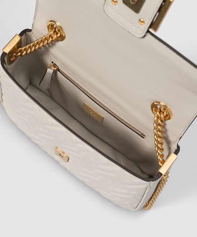 Fendi Шкіряна біла сумка-багет із тисненням логотипу 8BR793AH9C зображення 4