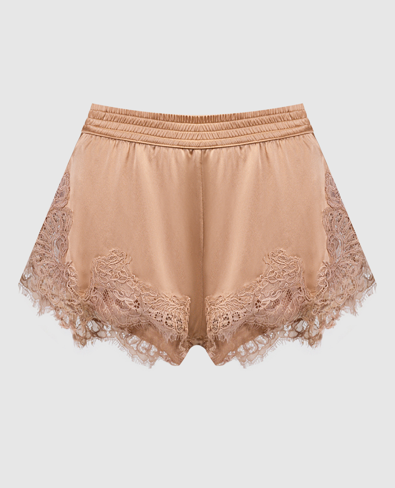 Brown panties-shorts made of silk with lace