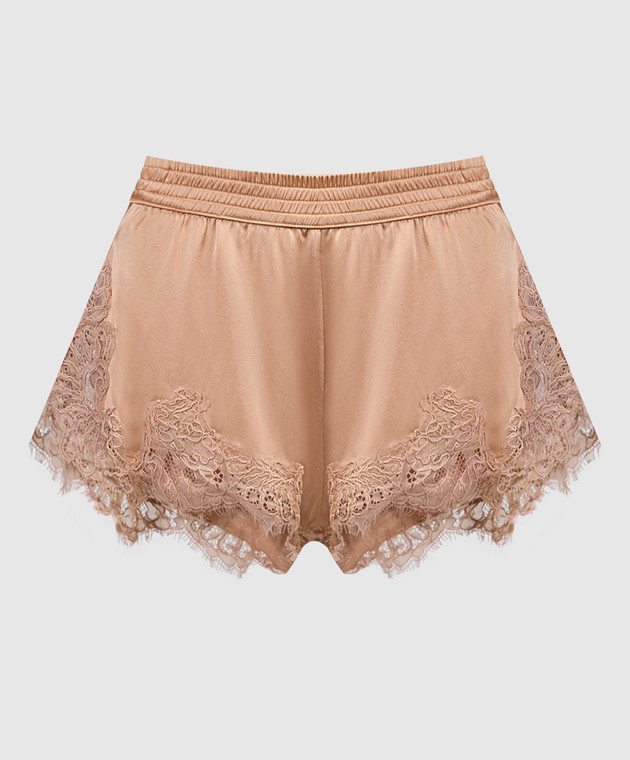 Ermanno Scervino Brown panties-shorts made of silk with lace D434P300RJK