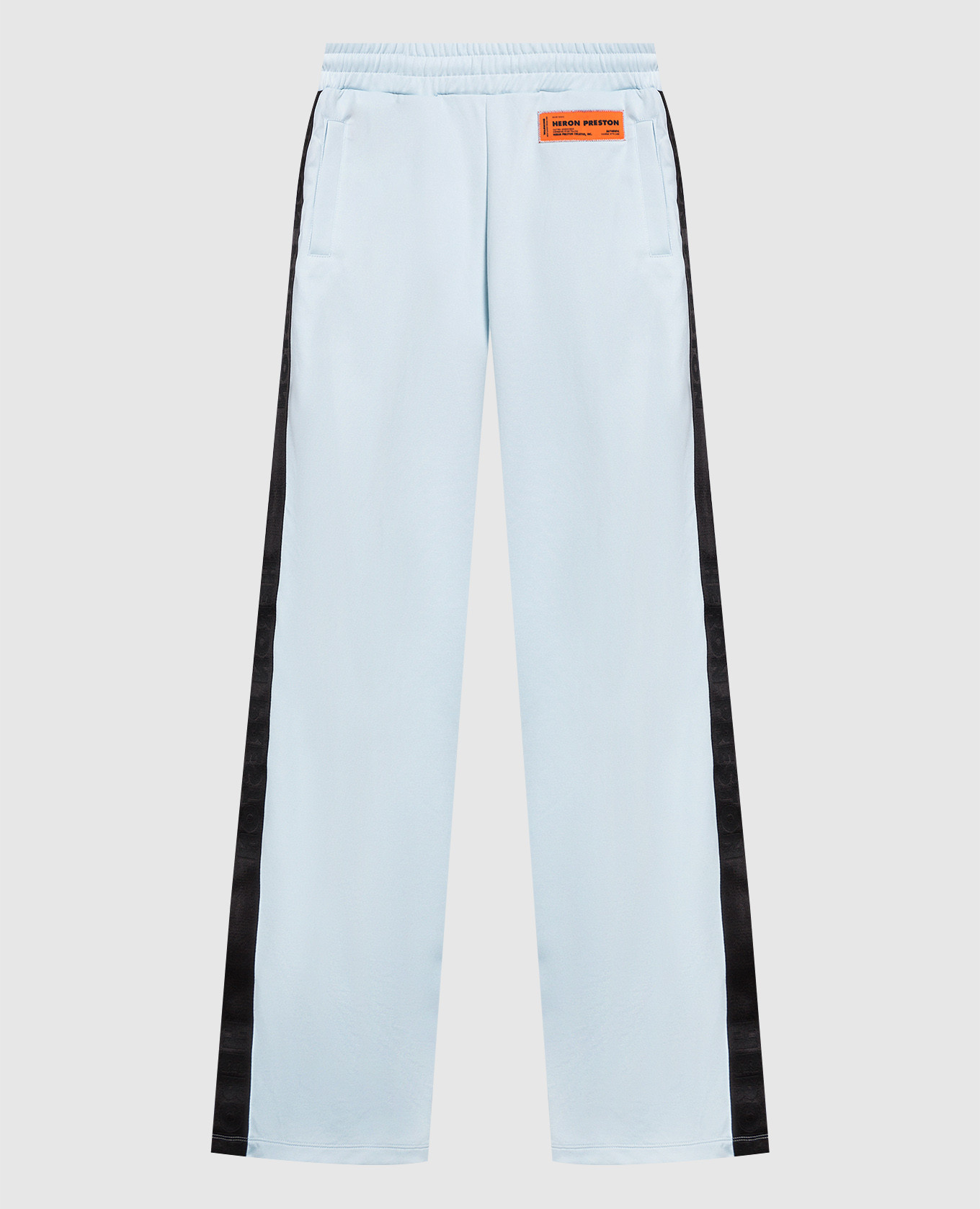 Голубые спортивные брюки с брендированными лампасами