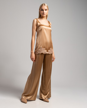 Ermanno Scervino Коричневые брюки клеш из шелка D434P302RJK