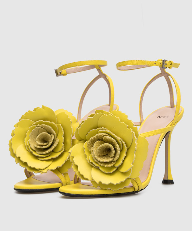 N21 Yellow leather sandals with a rose 23ECPXNV15062 изображение 2