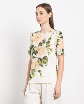 Dolce&Gabbana Топ із шовку в квітковий принт  F7U27TFPARC