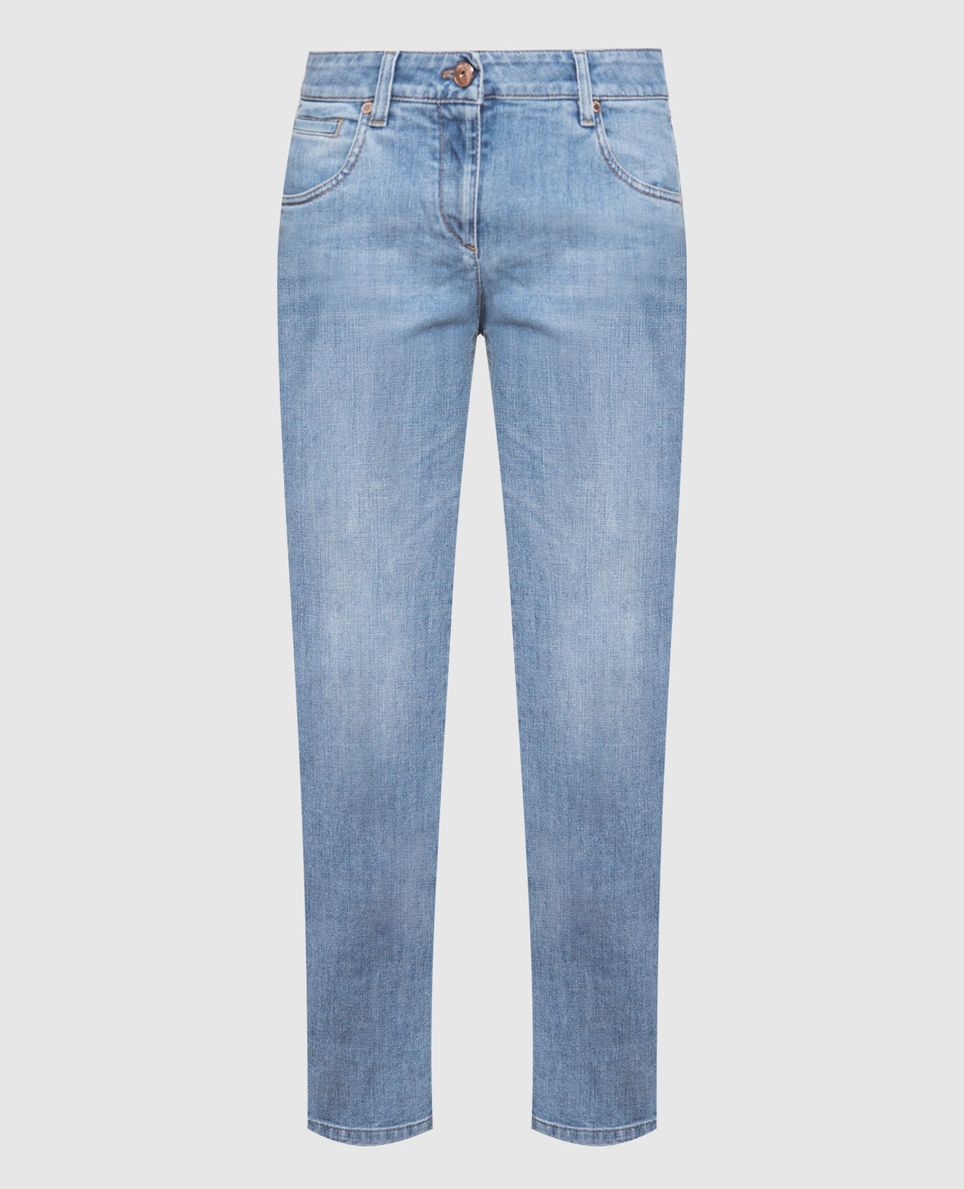 Blue jeans with eco-brass