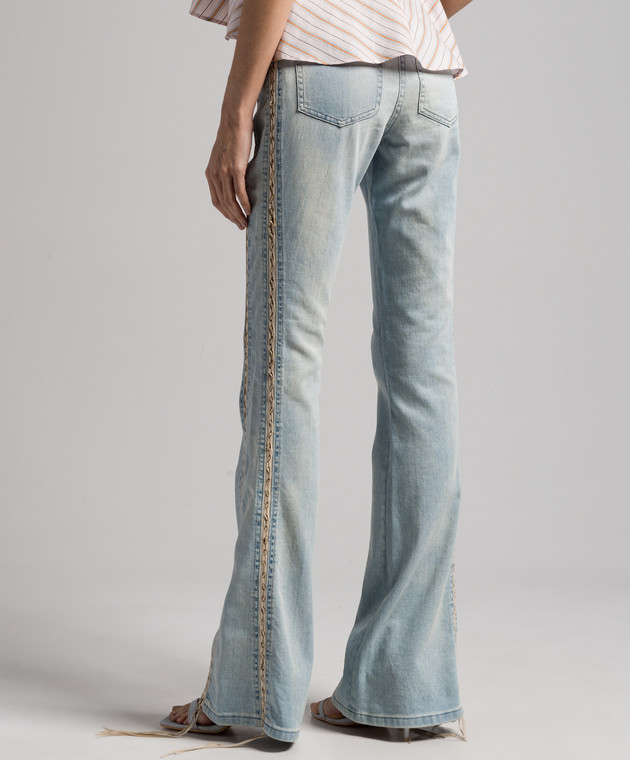 Roberto Cavalli Blue flared jeans with metallic logo PDJ226 image 4