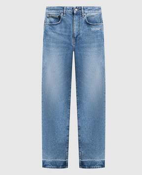Off-White Голубые джинсы с эффектом потертости OWYA036C99DEN004
