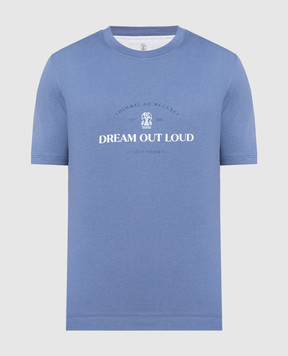 Brunello Cucinelli Синяя футболка с принтом MTS798431