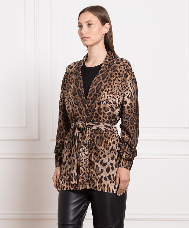Dolce&Gabbana Brown leopard print wool cardigan FX562TJAHHG image 3