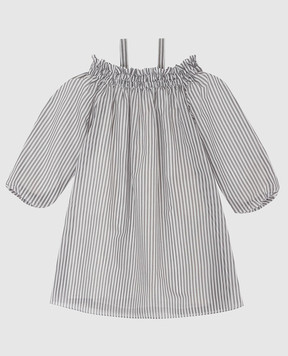 Brunello Cucinelli Дитяча сукня в смужку з ланцюжками BH702A004A