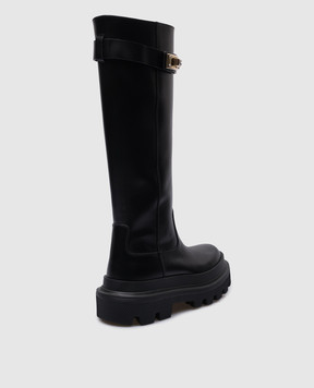 Dolce&Gabbana Черные кожаные сапоги с металлическим логотипом CU1070AB640