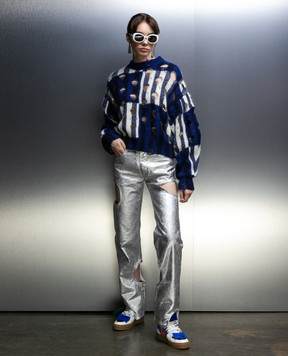Off-White Сріблясті джинси з фігурними вирізами OWYA058F23DEN003