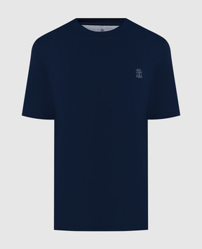 Brunello Cucinelli Голубая футболка с принтом логотипа M0B138440
