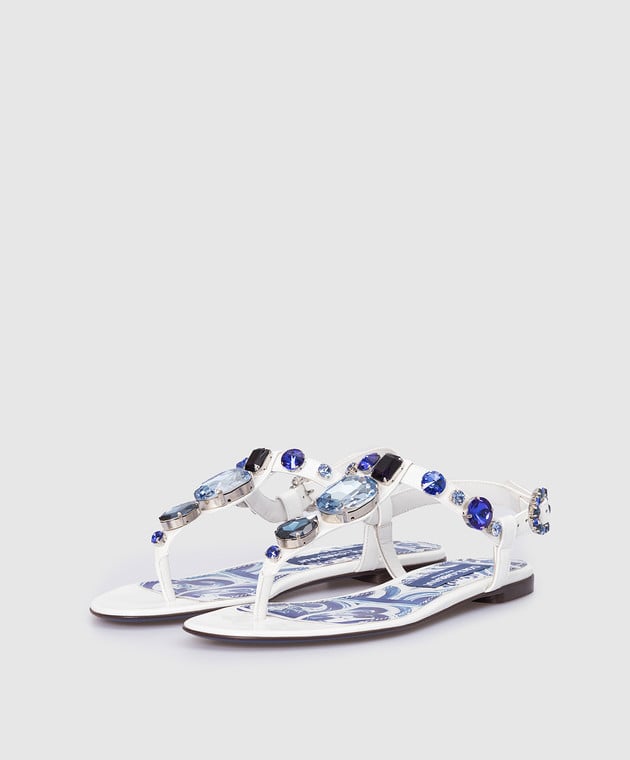 Dolce&Gabbana Шкіряні сандалі Blu Mediterraneo із кристалами CQ0294AB871 зображення 2
