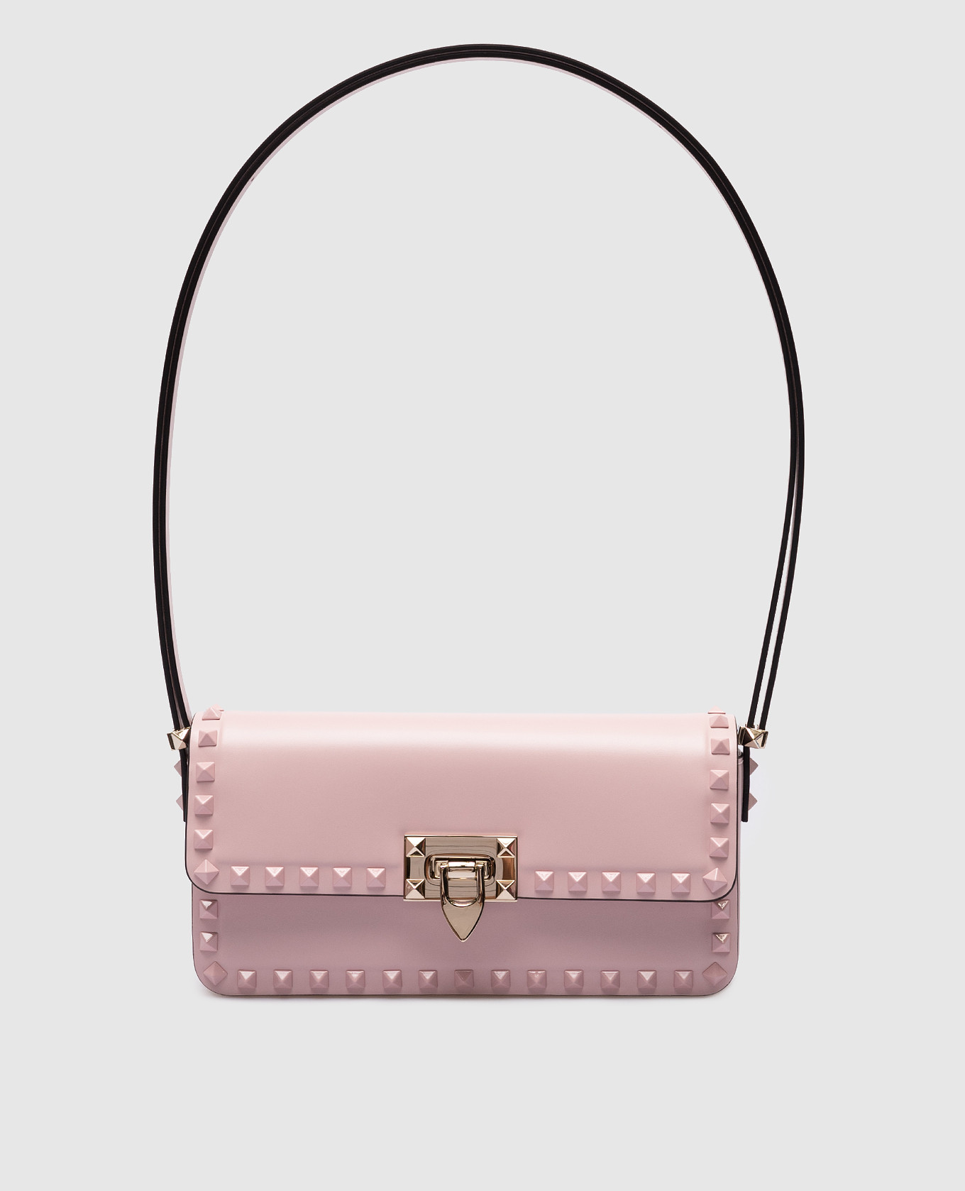 Розовая кожаная сумка-багет Rockstud