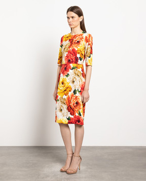 Dolce&Gabbana Сукня в принт Піони F66B6TFSRK7
