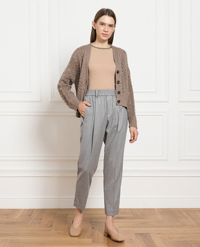 Brunello Cucinelli Серые брюки из шерсти с цепочкой мониль ME226P7811