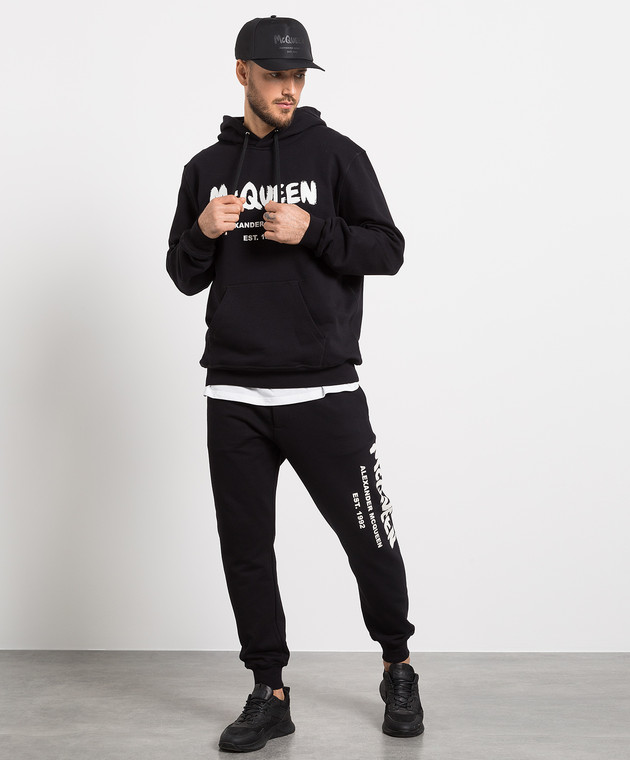 Black joggers with contrasting McQueen Graffiti print