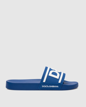 Dolce&Gabbana Синие слайдеры с фактурным логотипом CS2072AQ858