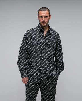Versace Jeans Couture Черная рубашка в контрастный принт логотипа 75GAL216NS319