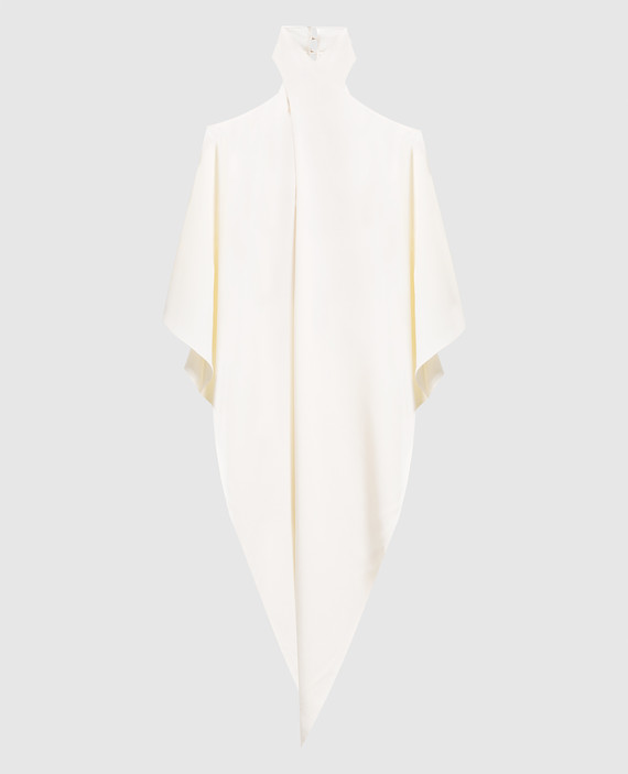 White blouse of asymmetric cut