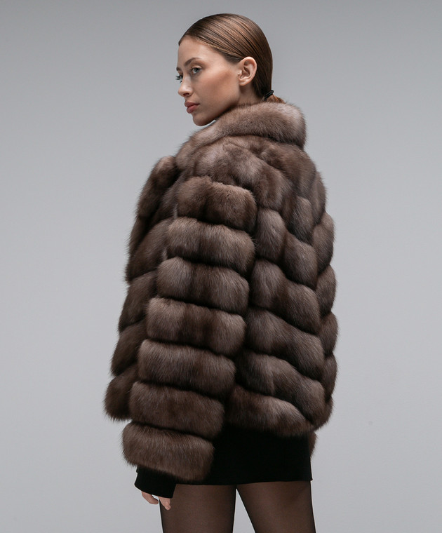 MalaMati Короткая коричневая шуба из меха соболя ZIBg изображение 4