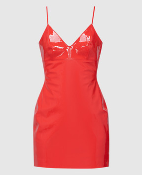 David Koma Красное кожаное лакированное платье мини AW23DK54D