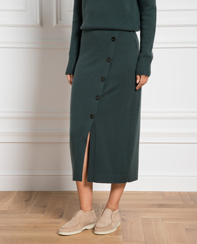Allude Зелена спідниця з вовни та кашеміру з розрізом 23517018