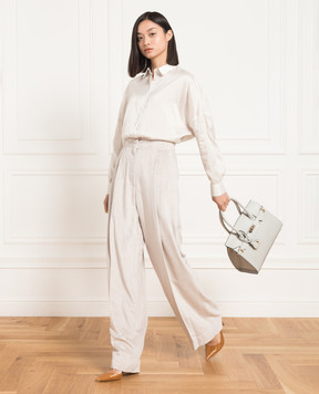 Brunello Cucinelli Серые брюки палаццо MD514P8018