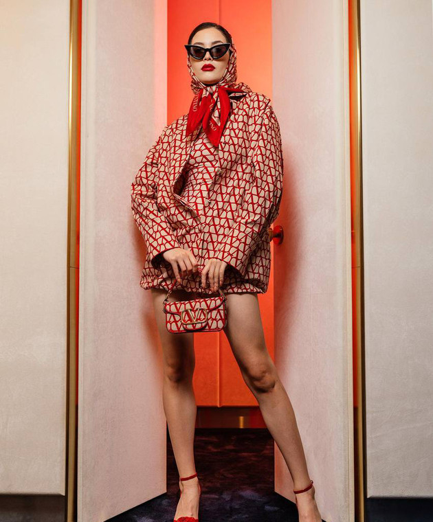 Valentino Красный платок в принт Vlogo Signature из шелка 2W0EI114WYT изображение 4