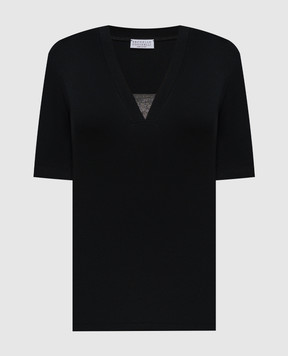 Brunello Cucinelli Чорна футболка з ланцюжком моніль M0TC8EL692