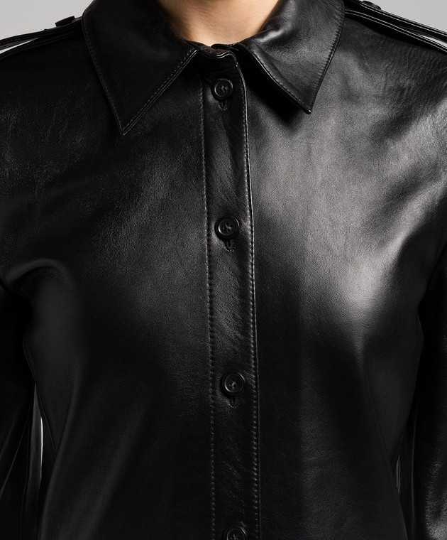 Max Mara Sportmax Dodo black leather shirt dress DODO image 5