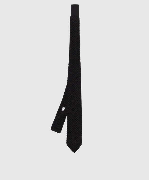Stefano Ricci Дитяча чорна краватка з шовку YCRM1600SETA зображення 2