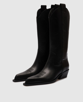 Off-White Чорні шкіряні козаки FOR WALKING OWIE041F23LEA001