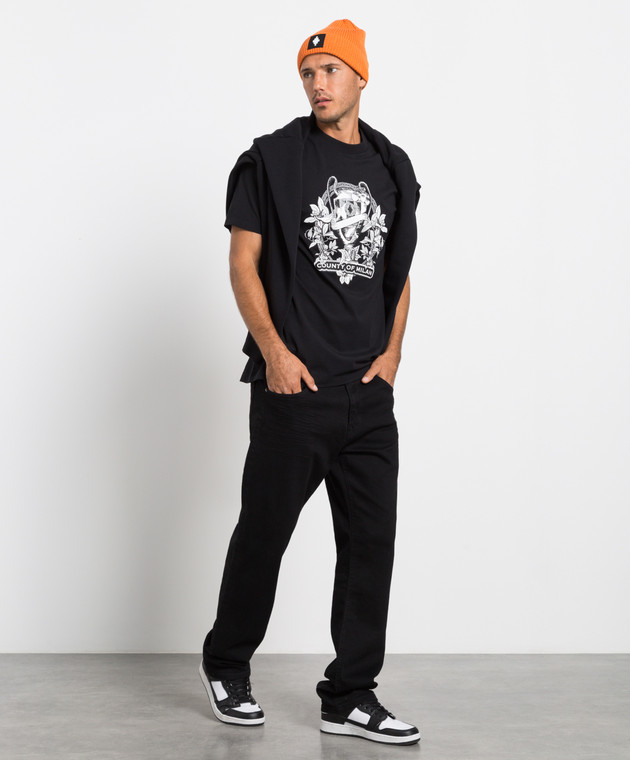Marcelo Burlon Черная футболка с принтом CMAA018F22JER009 изображение 2