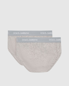 Dolce&Gabbana Дитячий набір сірих трусиків-сліпів з логотипом L4J700G7OCT
