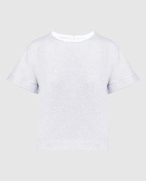 Peserico Сіра меланжева футболка з ланцюжком моніль S06158J0C5667
