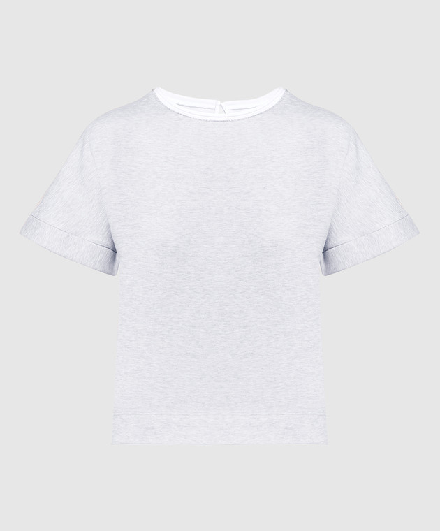 Peserico Gray melange t-shirt with monil chain S06158J0C5667