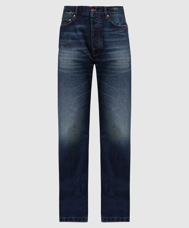 Balenciaga Темно-сині джинси з ефектом потертості 681733TJW75