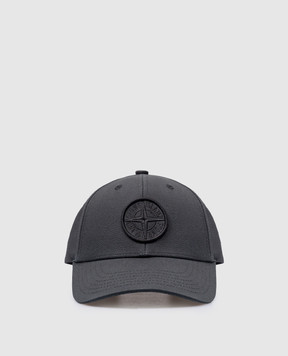 Stone Island Чорна кепка з фактурною вишивкою логотипа 801599661