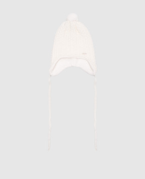Il Trenino Детская белая шапка из шерсти с фактурным узором MN3475312