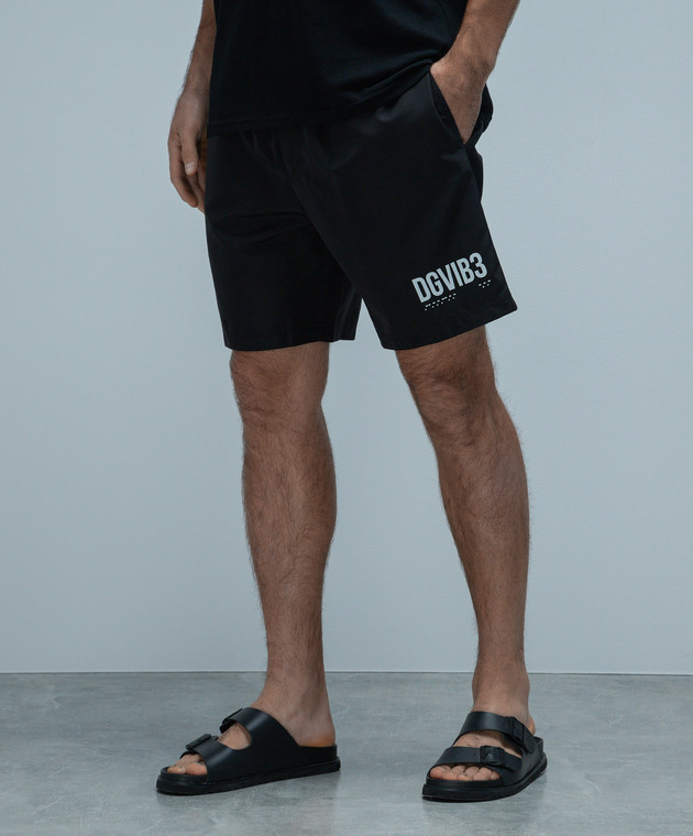 Dolce&Gabbana Black swim shorts with branded print M4F25TFUSFW image 3